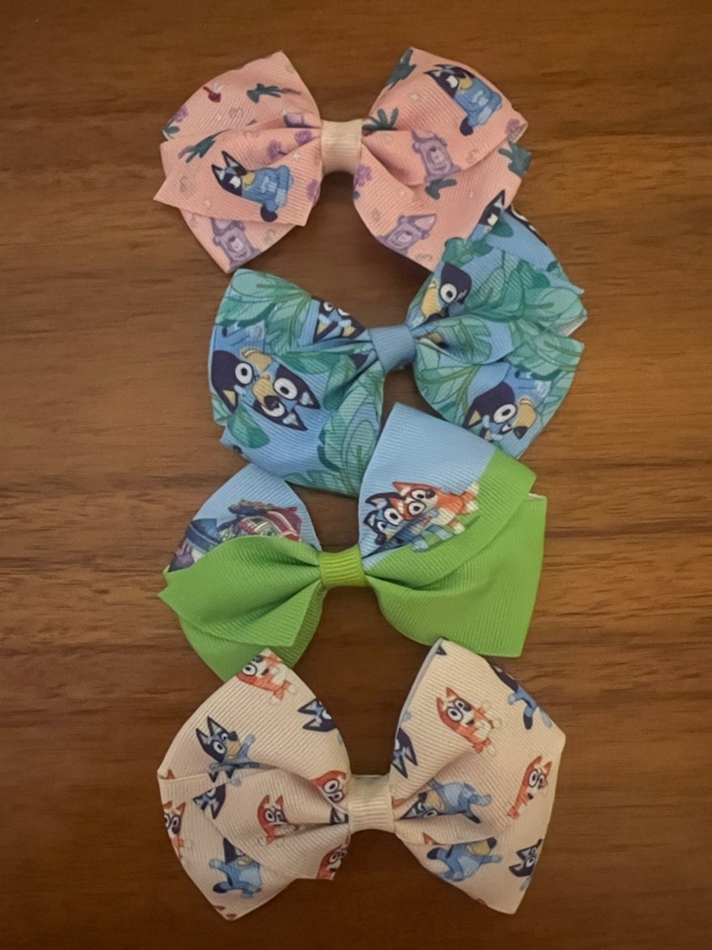 Bluey Hair Bows - Pink, Blue, Green, Cream